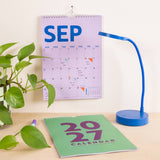 2027 Colourburst A4 Calendar, moon phases and week numbers