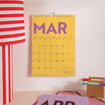 2027 Colourburst A4 Calendar, moon phases and week numbers, white wireo binding
