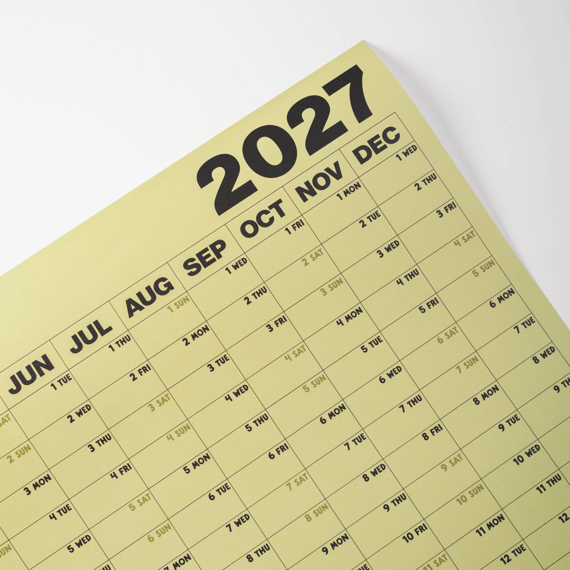 Close up of 2027 Portrait Wall Planner by Good Tuesday