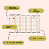 2027 Minimalist Wall Planner, week numbers and moon phases included