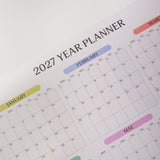 2027 Year Wall Planner showing February with dates highlighted.