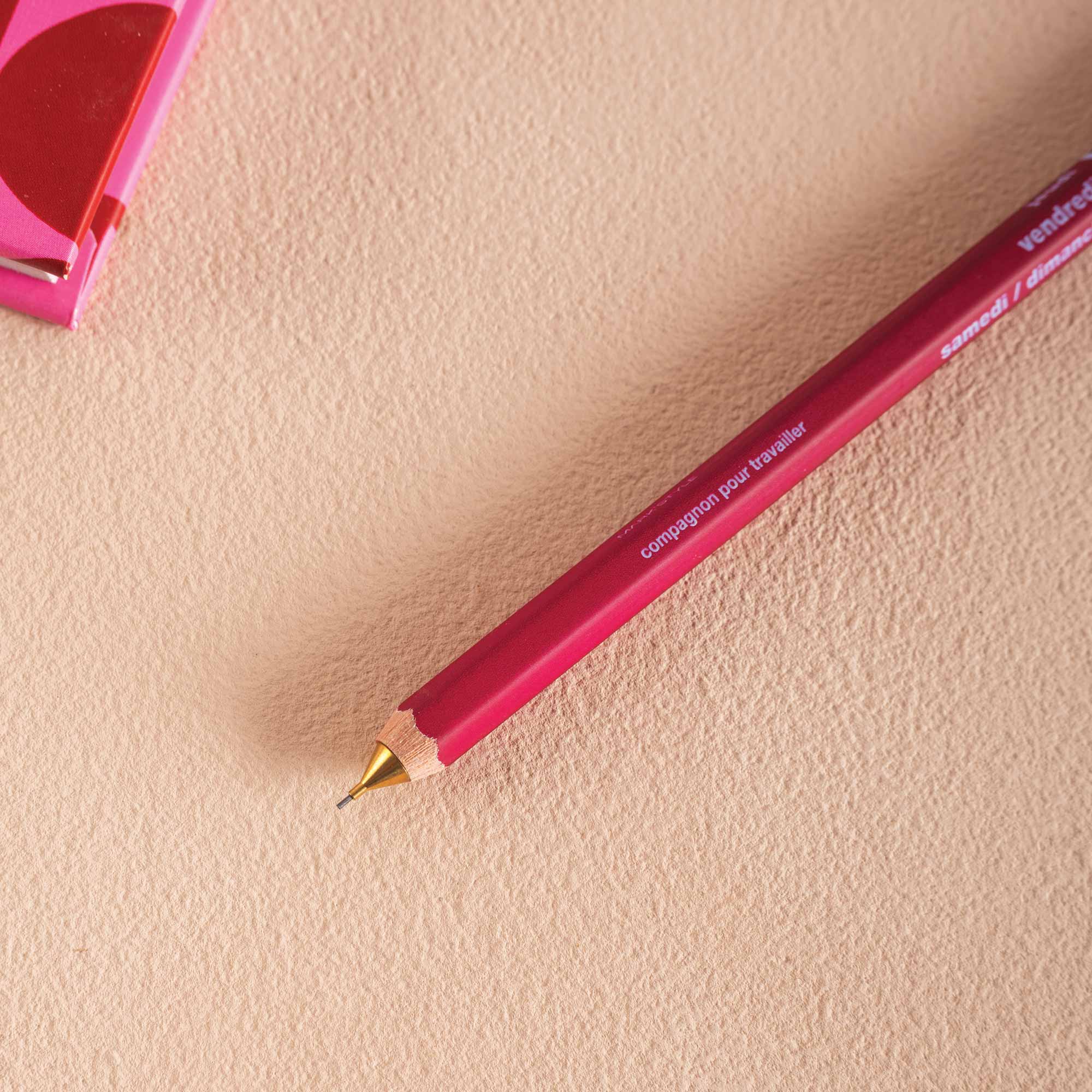 Mechanical pencil in wine red, tous les jours french days of the week