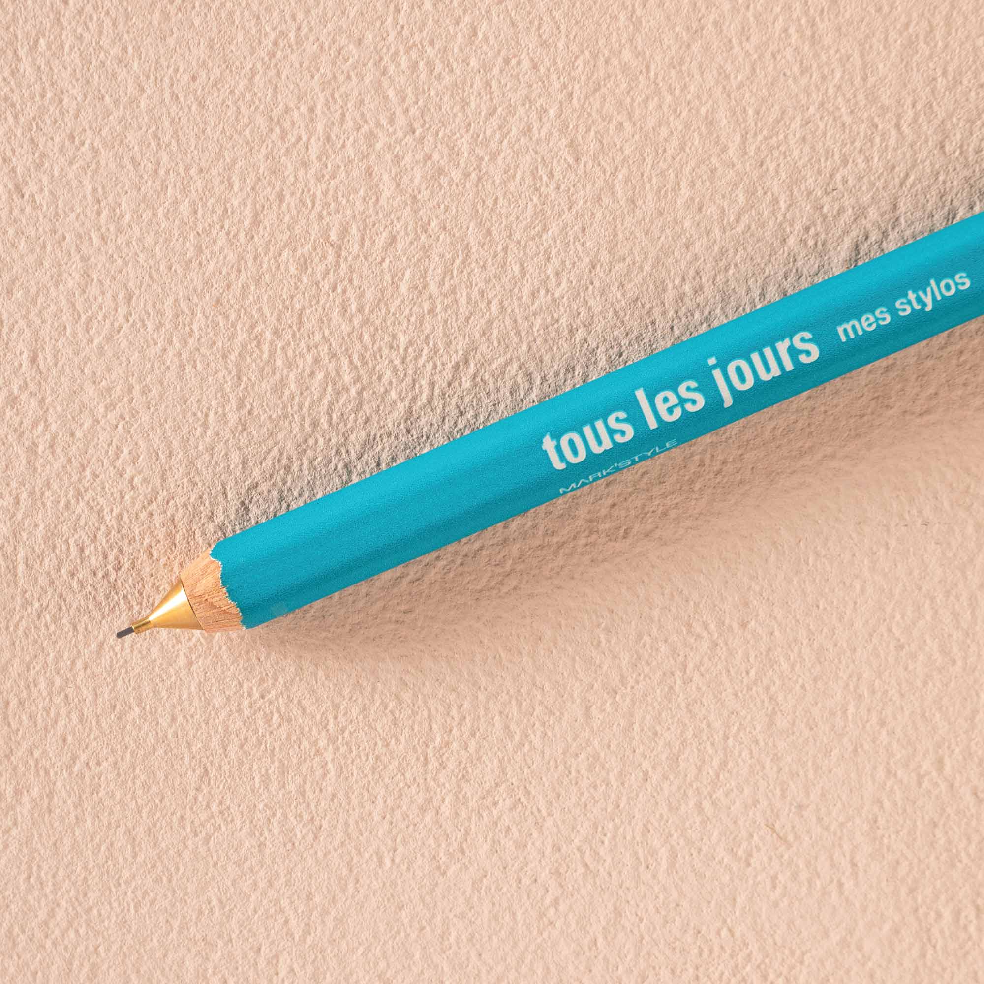 Mechanical pencil in turquoise, tous les jours french days of the week