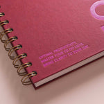 Detailed picture of the corner of the daily productivity planner