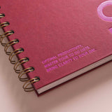 Detailed picture of the corner of the daily productivity planner