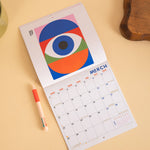 2027 Modernist Wall Calendar, month to view grid, UK and US holidays