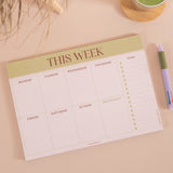 A4 Matcha Weekly Planner Pad, Monday to Sunday weekly view