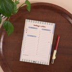 A5 Butter Blue Daily Planner Pad, hourly schedule with marked AM and PM