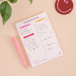 A5 Colour Theory Daily Planner Pad, hourly schedule with marked AM and PM