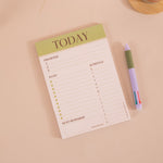 A5 Matcha Daily Planner Pad, hourly schedule with marked AM and PM