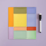 Reusable magnetic memo notes with included dry-erase marker, by Kikkerland