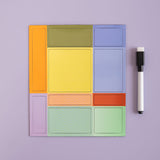 Reusable magnetic memo notes with included dry-erase marker, by Kikkerland