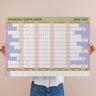 Financial year wall planner in pastel, landscape, A1, runs from April 2026 to March 2027