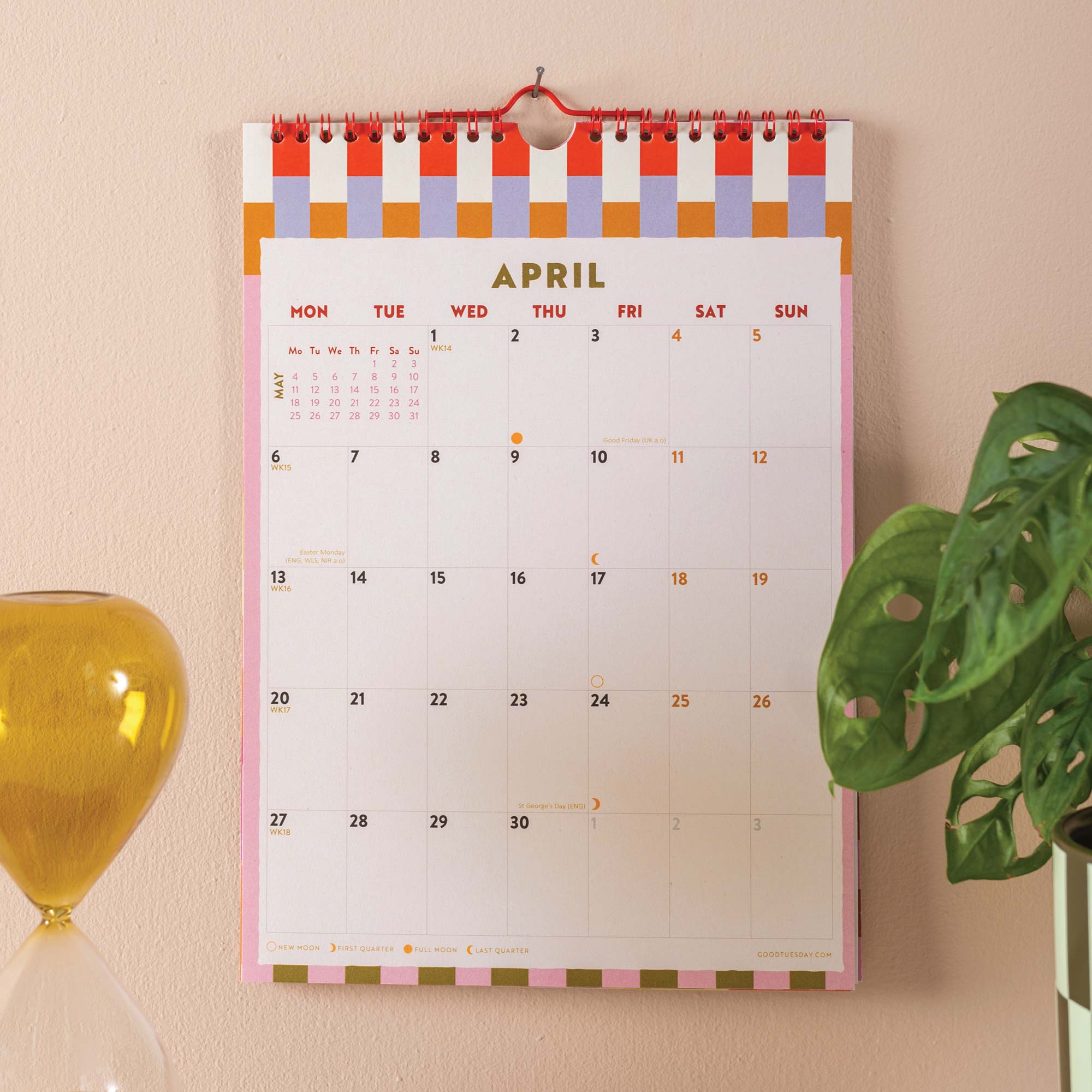 Good Tuesday A4 2026 calendar, in a joyful, maximalist design