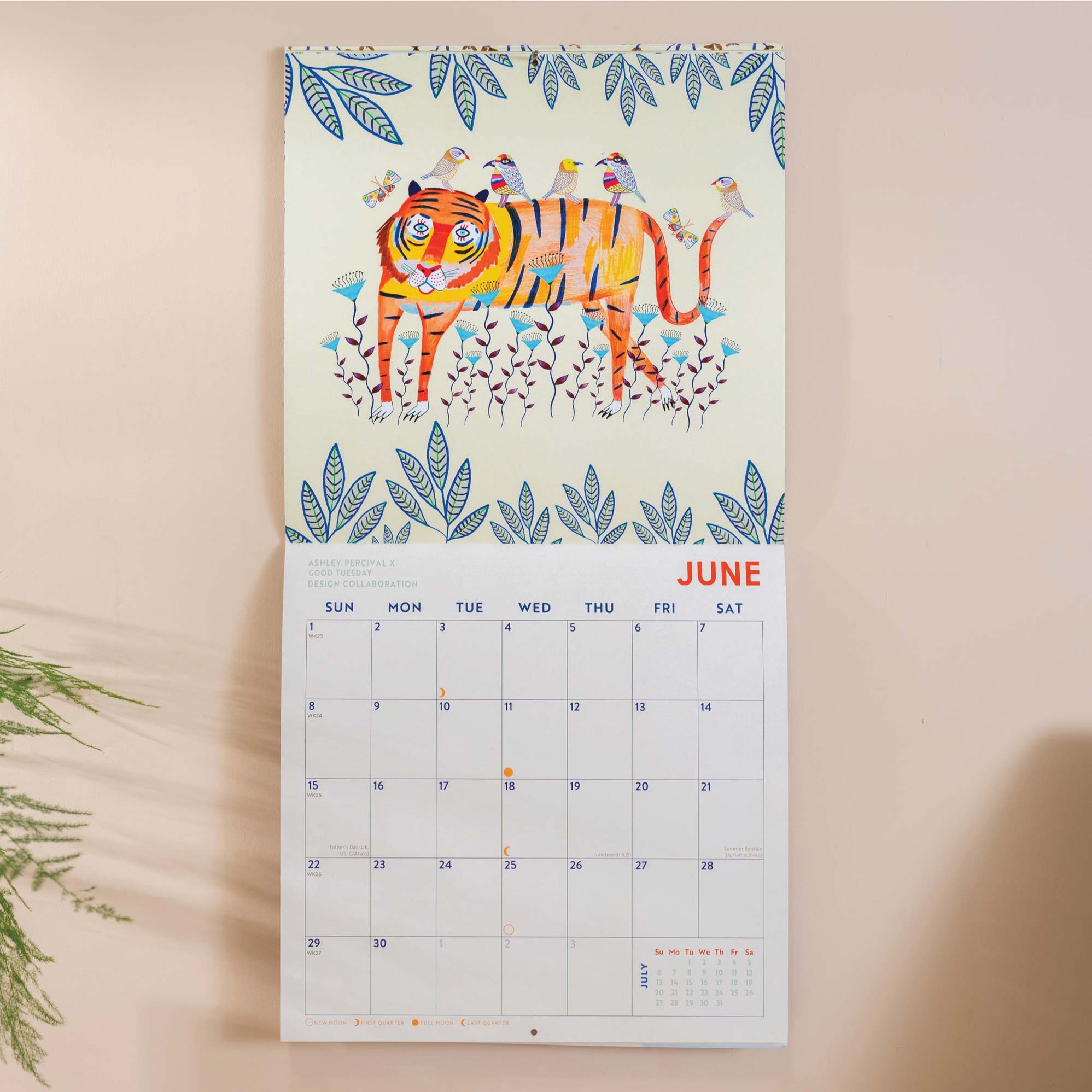 2026 Wall Calendar | Folk Animals | Boho Art Planner | Good Tuesday