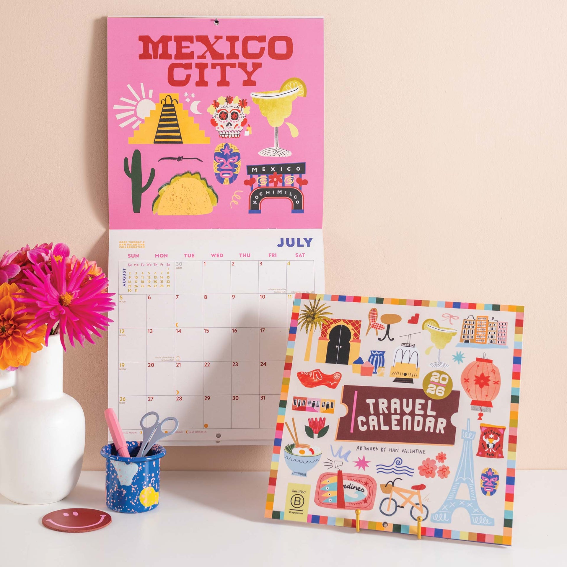 2026 Wall Calendar Travel Art Han Valentine