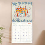 Close up of folk-inspired animal illustrations on 2027 Ashley Percival wall calendar