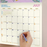 2027 wall calendar printed on recycled paper with made in UK and plastic free packaging badges