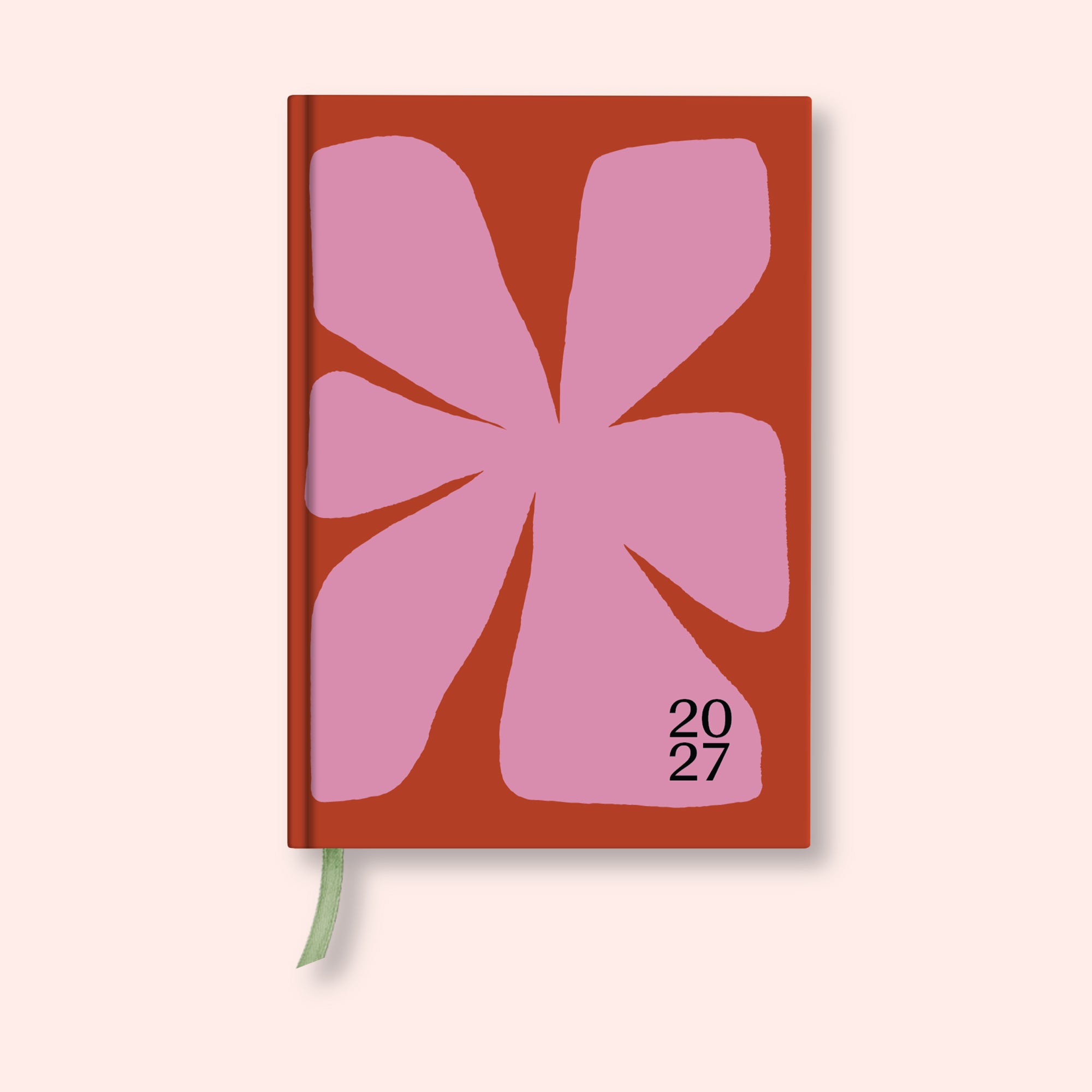 Les Fleurs weekly 2027 diary with on a pink background. B Corp. Recycled paper.