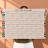 2027 year wool planner in retro contrasting colours with a colourful aesthetic. Includes moon phases and weekends highlighted. by Good Tuesday. 