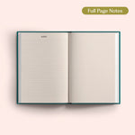 Open 2027 Diary with lined and dotted pages on a pink background.