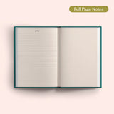 Open 2027 Diary with lined and dotted pages on a pink background.