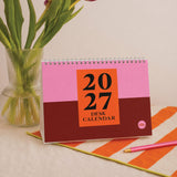 2027 Desk Calendar by Good Tuesday in Size A5 Landscape, free-standing, January - December, in design Bold Block
