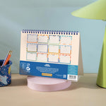 Back cover of the 2027 Desk Calendar showing the full 12 month layout in design Coastal Stripe
