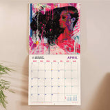 Inside of the Ben Allen Art 2026 calendar. Large monthly grid with week numbers, bank holidays, and lunar phases.
