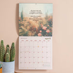 Good Tuesday 2026 calendar with a floral and cactus image, and an inspiring quote 