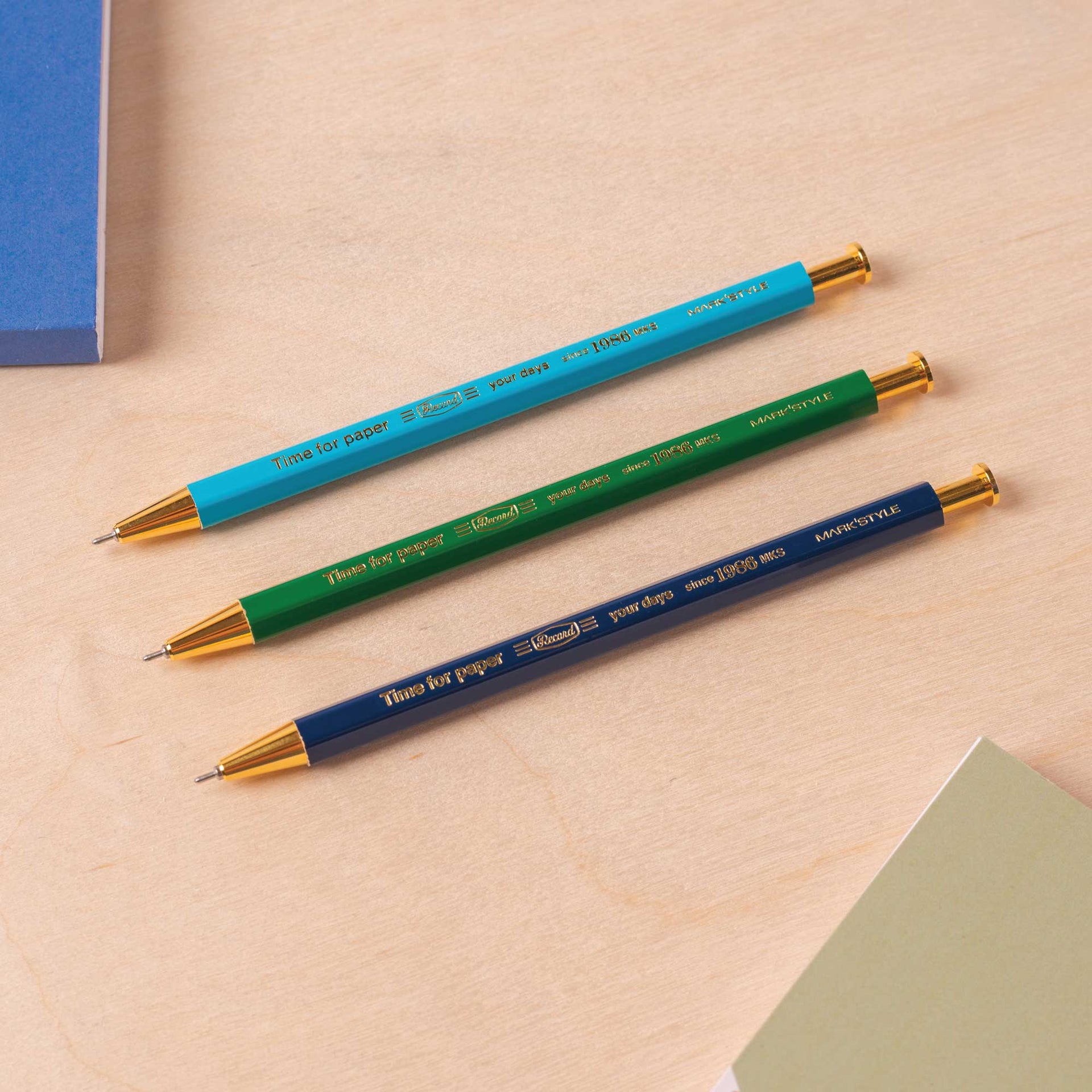 Pack Three Muted Time Paper Gel Ballpoint
