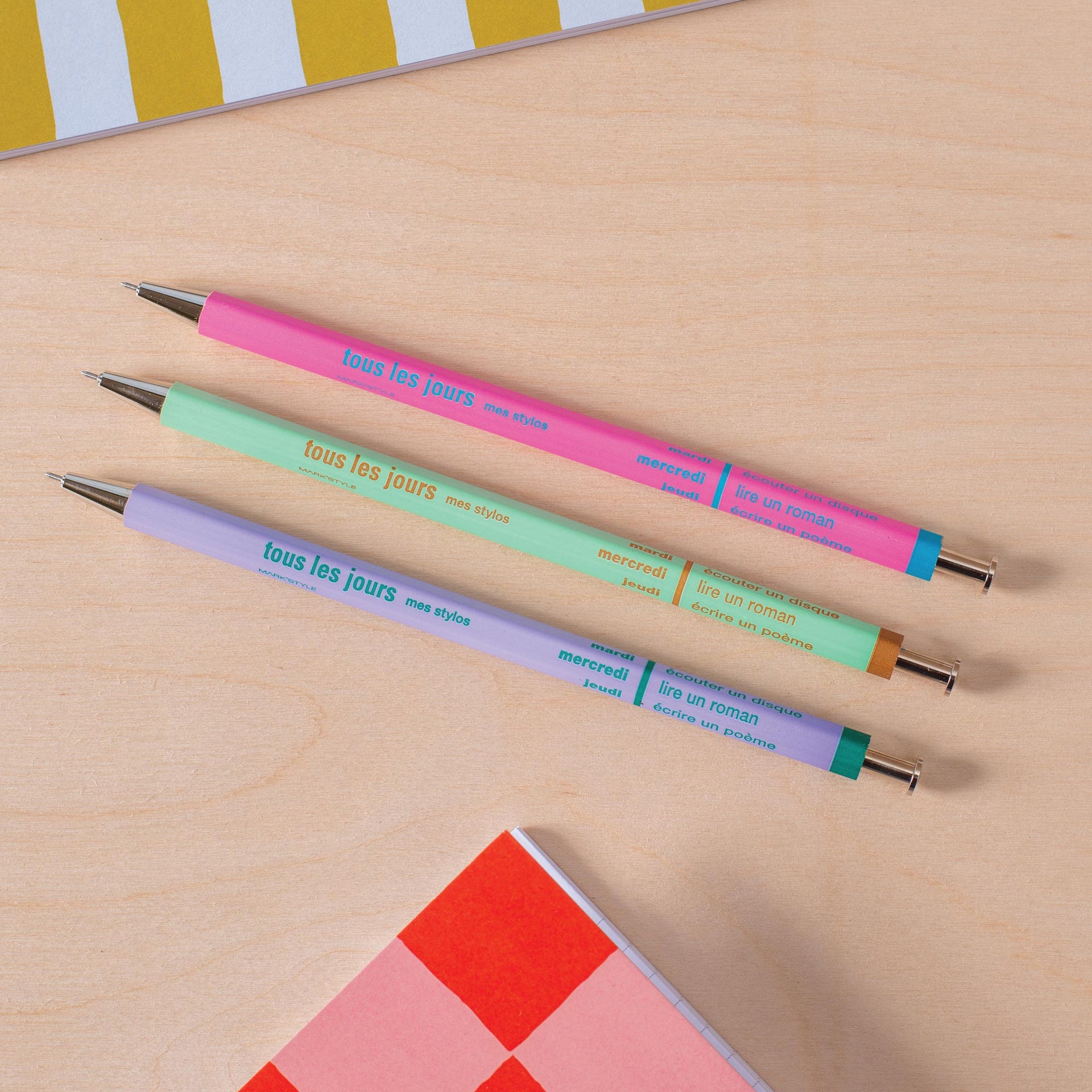 3 Pack Tous Les Jours Ballpoint Pens Refillable