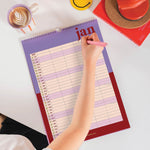 Family wall calendar in use with activities and schedules organised across five columns.