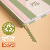 2027 Diary | A5 Hardcover Week to View | Sage Stripe