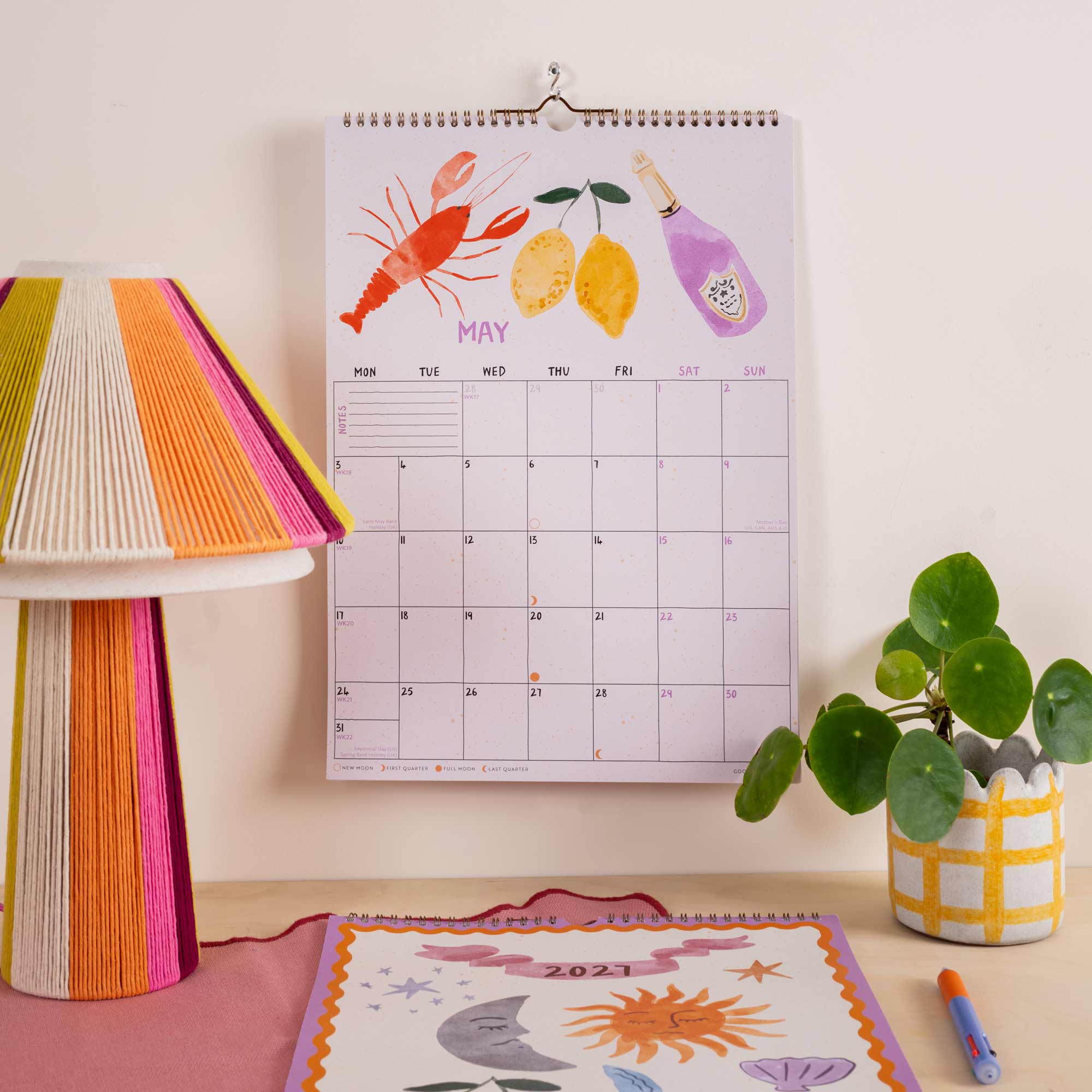2027 The Good Life A3 Calendar, mini notes section and week numbers