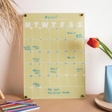 A3 Wipeable Monthly Planner | Recycled Acrylic | Matcha | Optional Wall Mounts