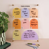A4 wipeable weekly planner with spacious daily layout in soft focus colour palette