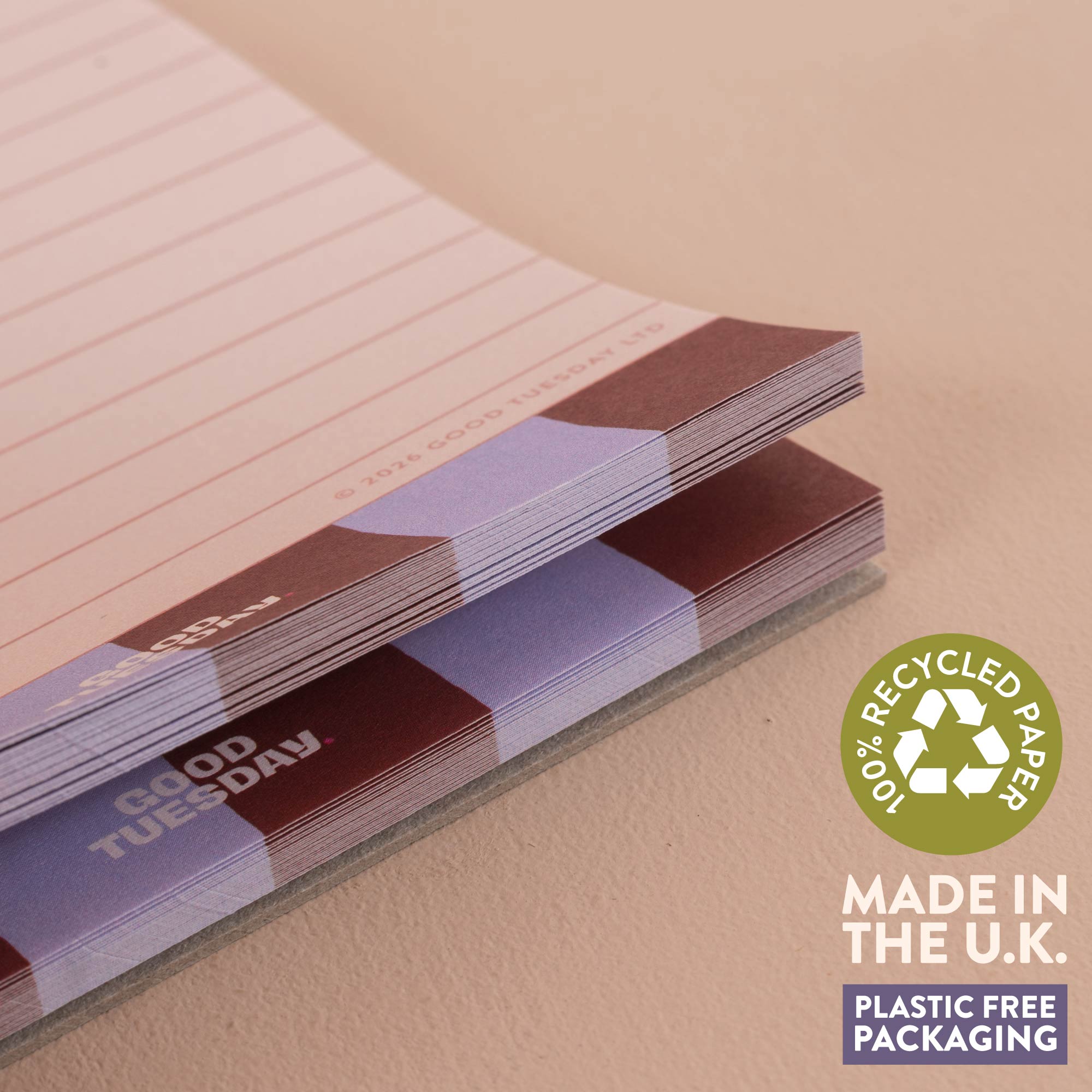Checks & Stripes To Do List Pad, cardboard backing and glued top edge for a tidy pad