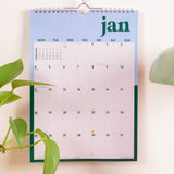 2027 Bold Block A4 Calendar, mini month summary and week numbers