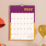 2027 Bold Block A4 Calendar, UK and US holidays, silver wireo binding