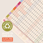 2027 Colour Theory Wall Planner, weekends highlighted, 150gsm recycled paper