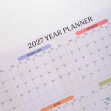 2027 Pastel Monthly Grid wall planner, week numbers and monthly grid layout