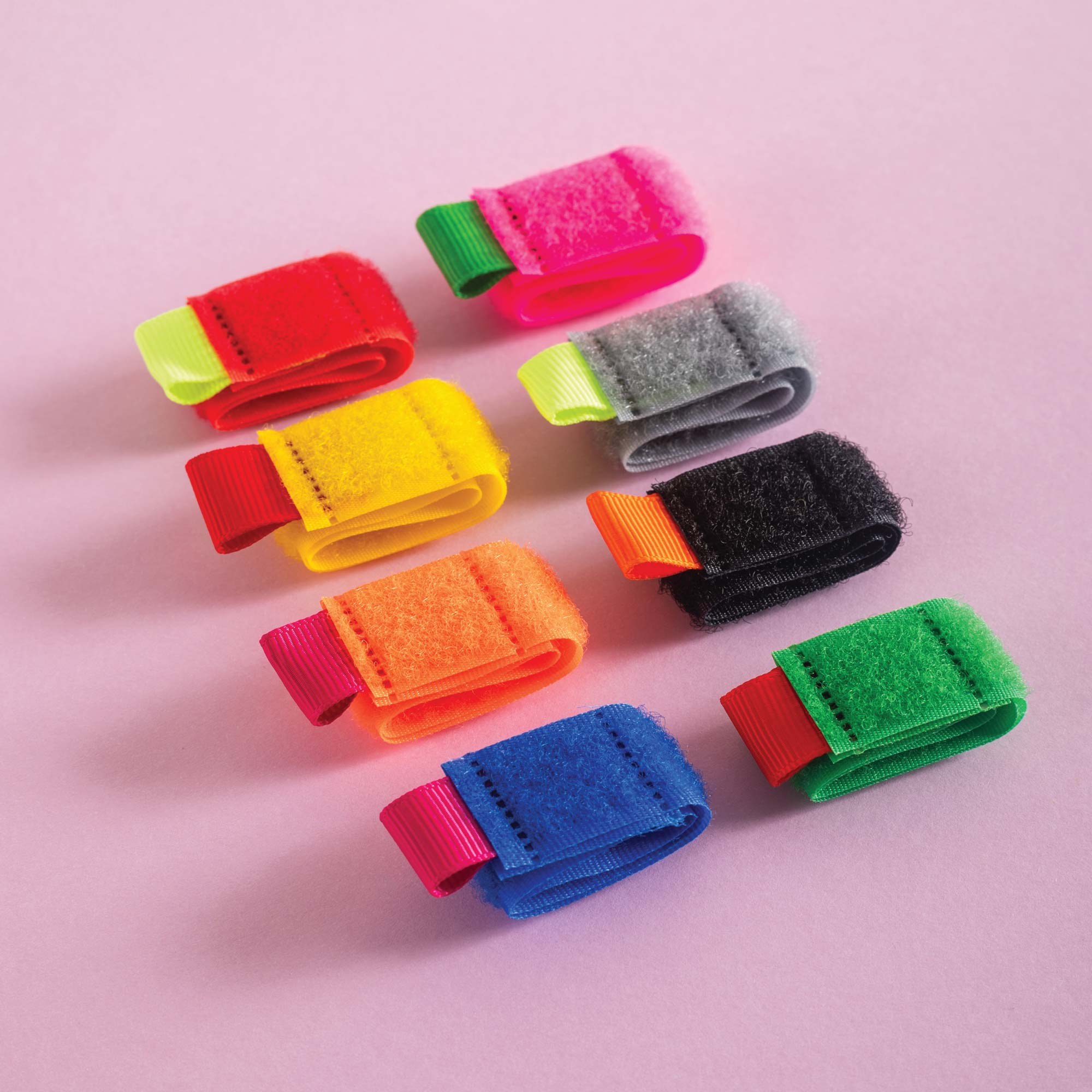 Multicoloured, coded, cable ties, 8 pack