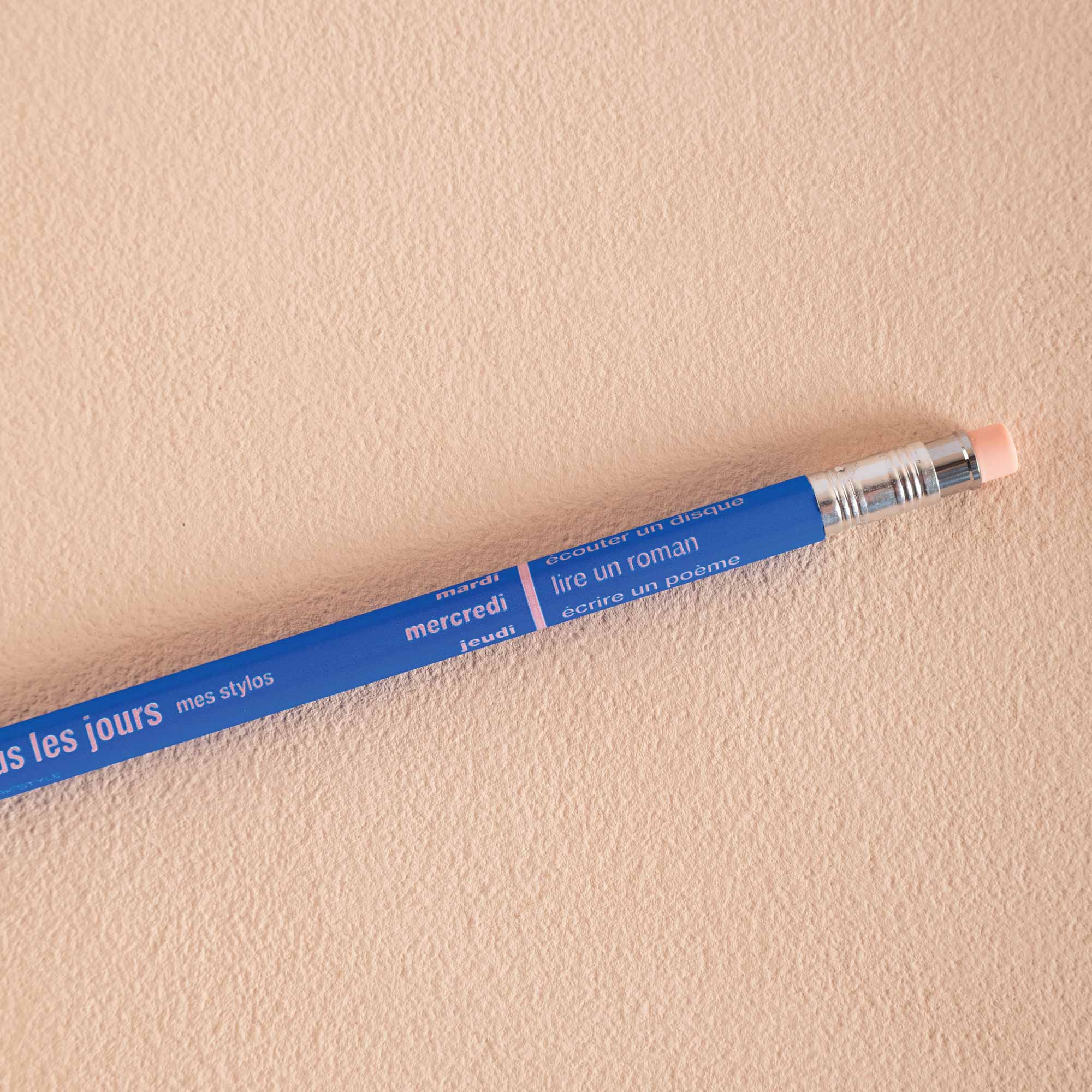 Mechanical pencil in ocean blue, tous les jours french days of the week