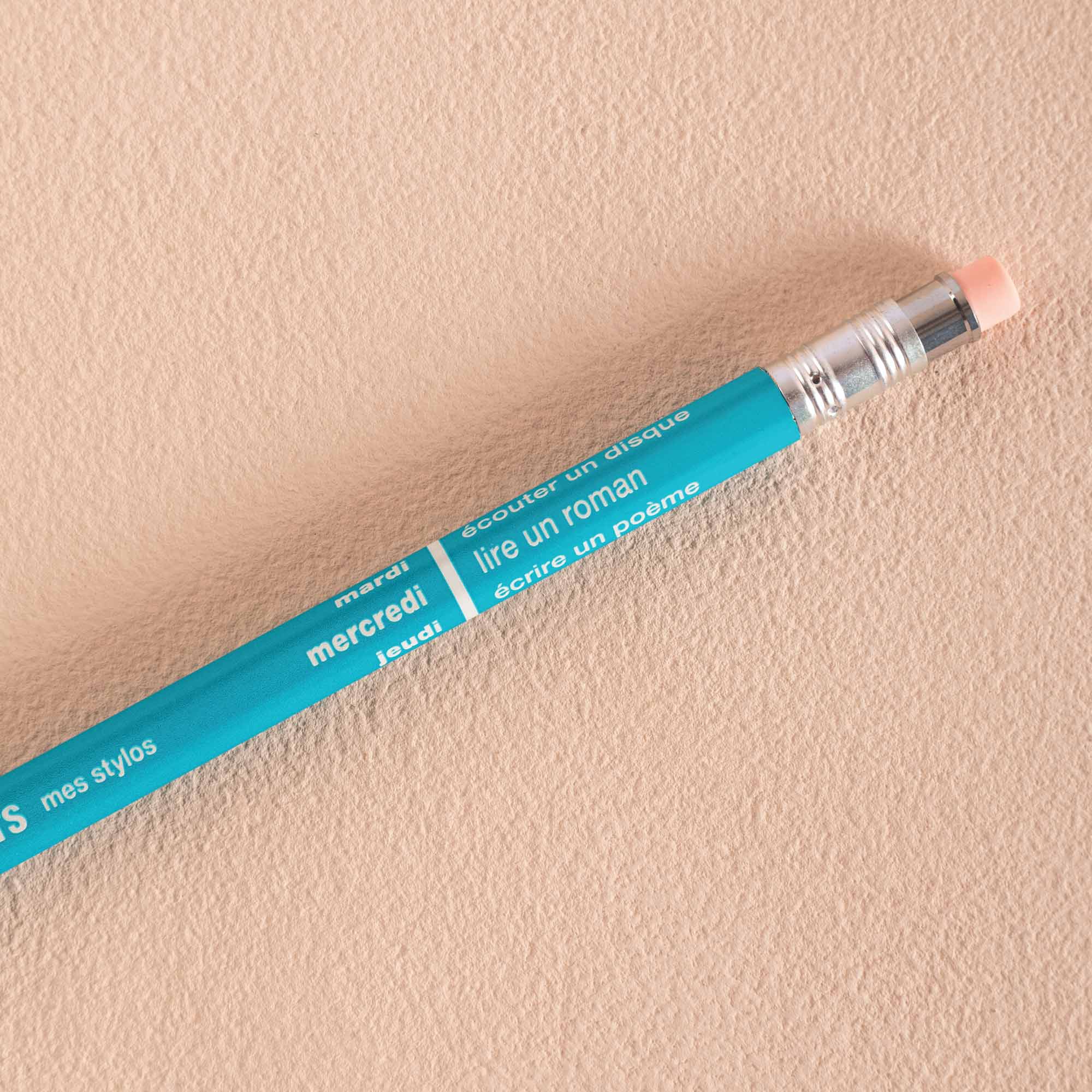 Mechanical pencil in turquoise, tous les jours french days of the week