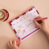 Red wire-o binding with built-in stand, 2027 Checks & Stripes Desk Calendar