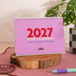 White wire-o binding with built-in stand, 2027 Colourburst Desk Calendar