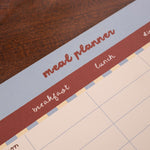 A4 Butter Blue Meal Planner Pad, perforated tear-away shopping list section