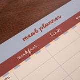 A4 Butter Blue Meal Planner Pad, perforated tear-away shopping list section