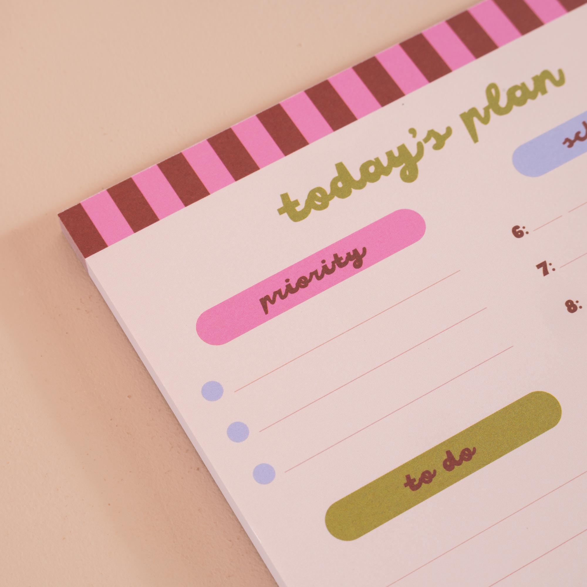 A5 Checks & Stripes Daily Planner Pad, dedicated to-do list and notes section